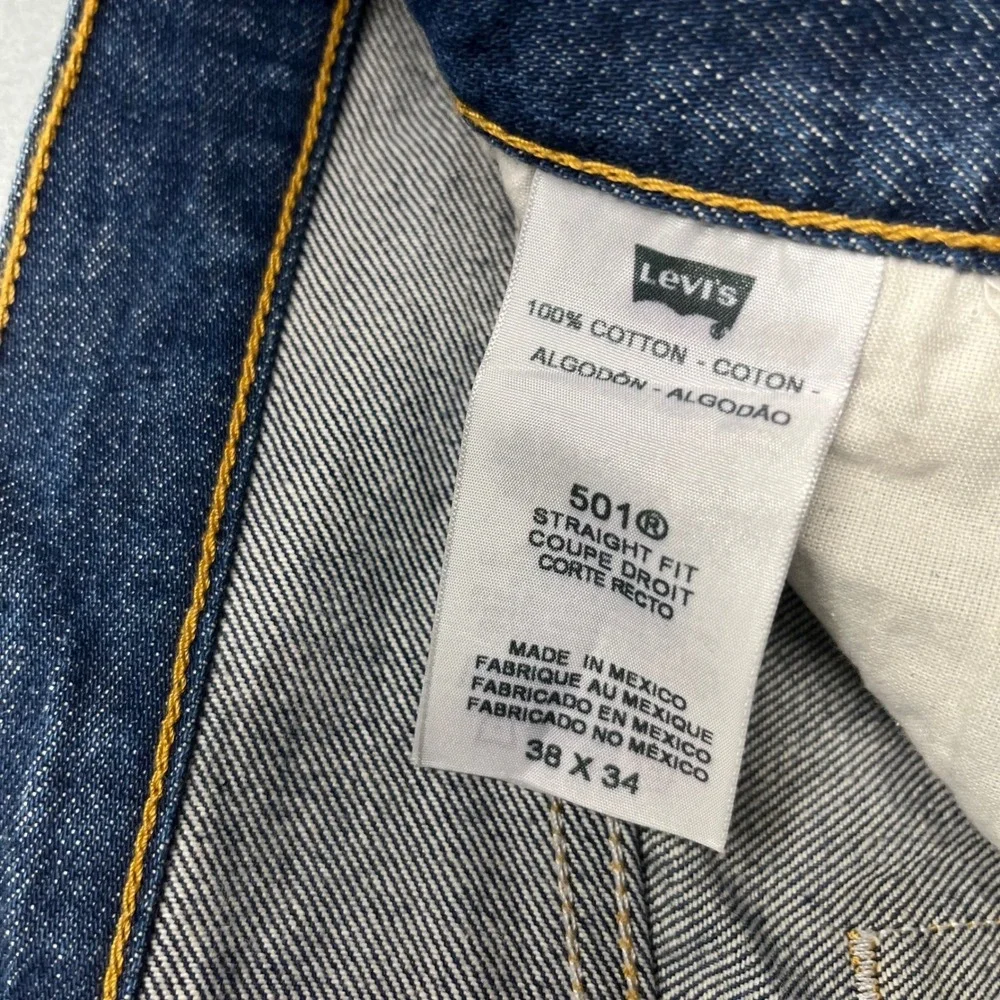 VTG Levi's 501 Raw‎ Denim Look Jeans Mens 38x34 fit(34x32) Dark Wash Rigid Y2K